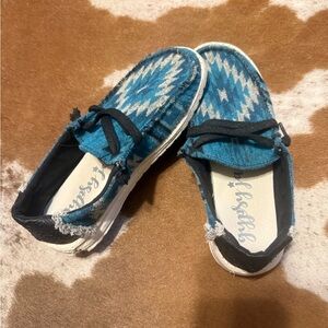 Gypsy Jazz Blue and Black Moccasins
